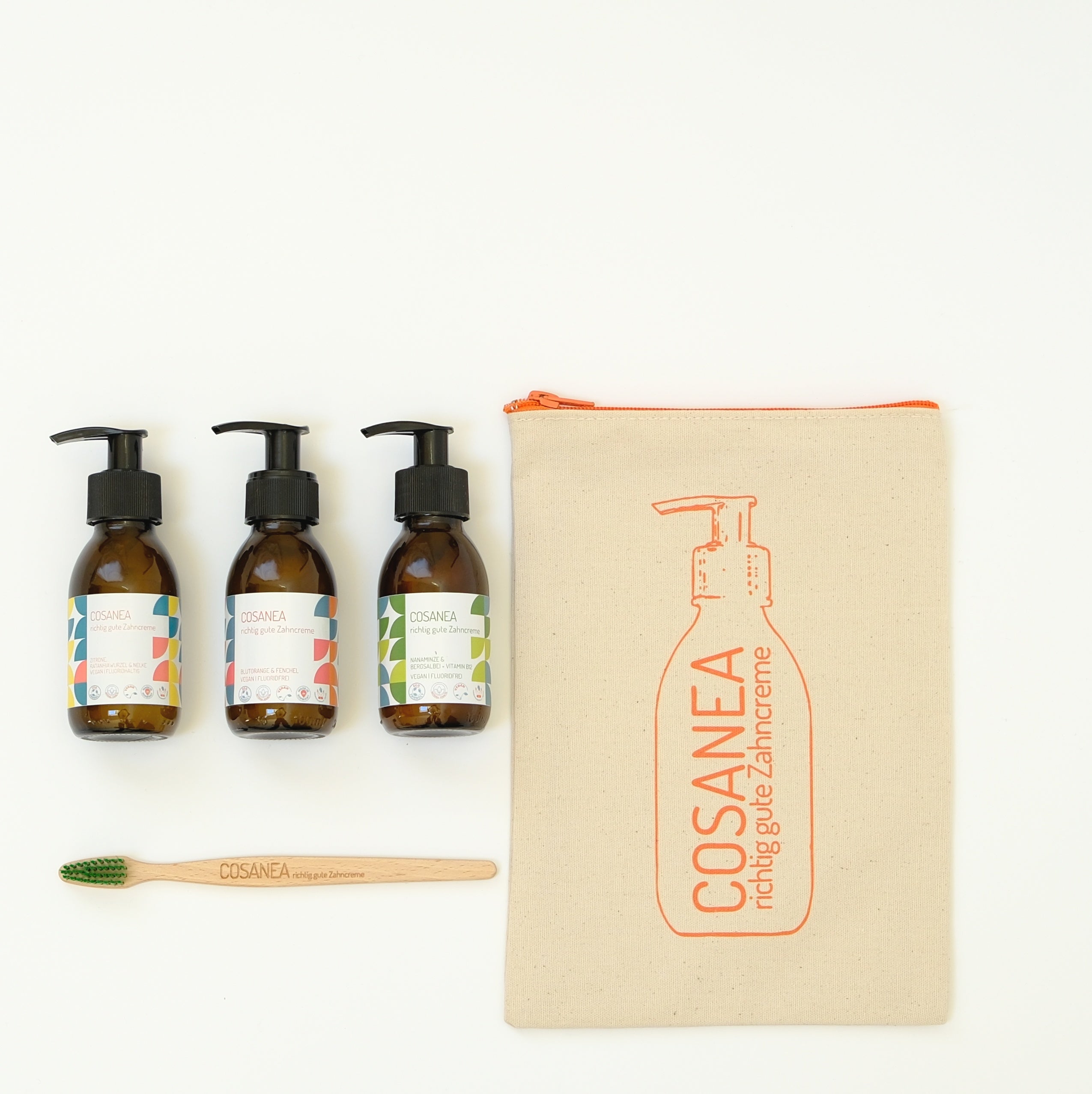 cosanea-kennenlern-set-5-teilig-3x-90ml-zahncreme-zahnb-rste-kosmetiktasche image 2